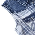 thumbnail image 6 of Bienzoe Girl's Plaid Denim Sleeveless Blouse Casual Tank Tops Blue 8, 6 of 9