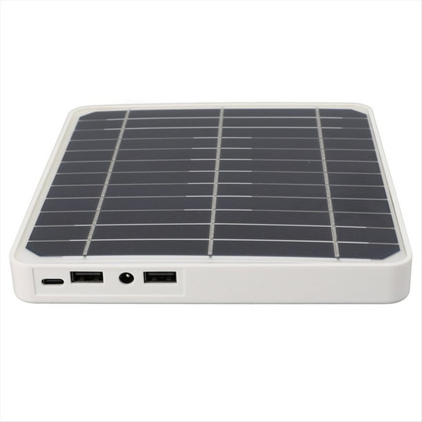 Kit de Panel Solar Resistente Al Agua, Cargador Solar Portátil de 20 W con 2 USB para Exteriores, Alimentado por Batería para Acampar con Estante de Montaje