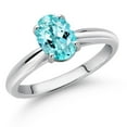 thumbnail image 2 of Gem Stone King 10K White Gold Blue Apatite Solitaire Engagement Ring for Women (1.20 Cttw, Oval 8X6MM, Gemstone Birthstone, Available in Size 5, 6, 7, 8, 9), 2 of 4