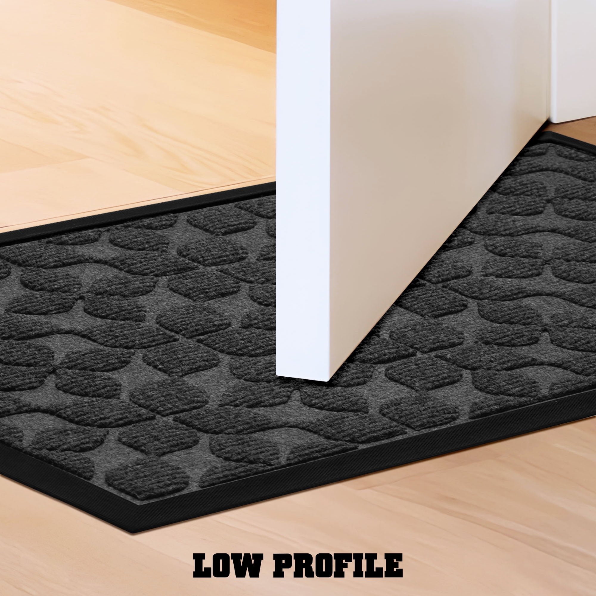 G128 23x35in Grey Floral Welcome Mat, Outdoor Front Door Rug for Entryway, Durable Doormat for Porch, Patio, or Indoor/Outdoor Use