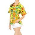 thumbnail image 3 of HAPPY BAY Hawaiian Shirts Womens Casual Summer Beach Party Blouse Shirt Floral Blouses Short Sleeve Vacation Button up Dress Shirts T Shirt for Women S Ocean Chart, Orange, 3 of 5