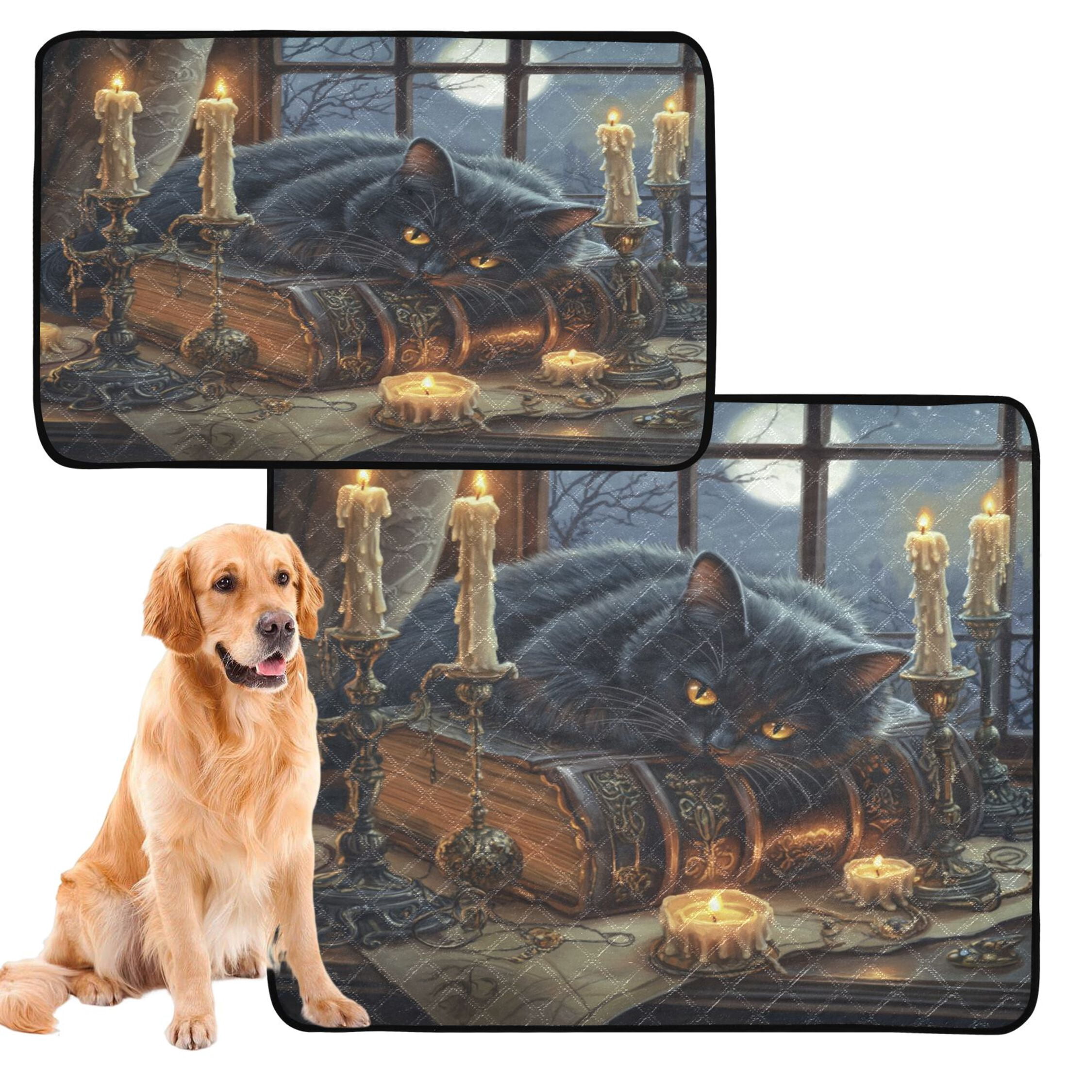Qxltty Fluffy Black Cat Cat litter Pads Pet Set of 3 Diaper Mats Center Anti-leakage Layer Absorbent Soft and Comfortable