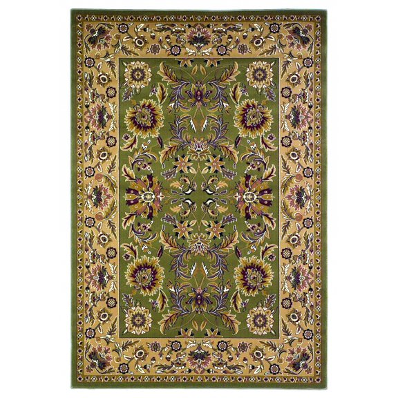 10'x13' Green Taupe Machine Woven Floral Traditional Indoor Area Rug