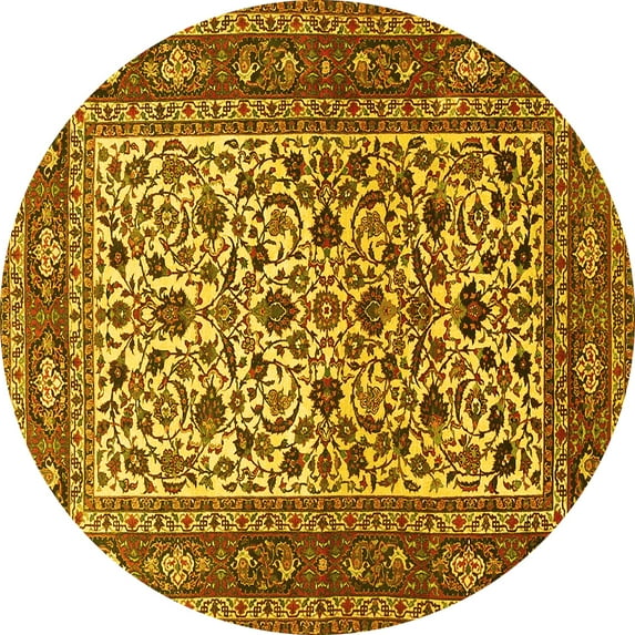 Ahgly Company Indoor Round Persian Yellow Traditional Area Rugs, 8' Round