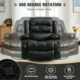 thumbnail image 6 of HSUNNS Swivel Recliner Chair for Adults, Living Room PU Leather Recliner Chair with Massage and Heat, Single Sofa with USB Port, 2 Cup Holder, Side and Front Pocket, Black, 6 of 9