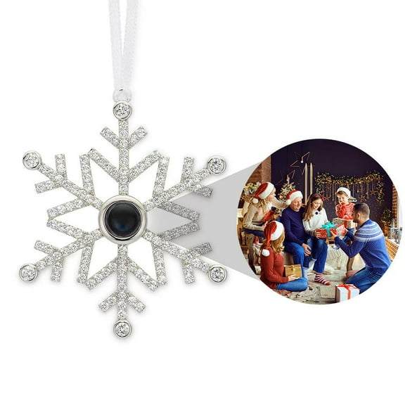pulunto Personalized Photo Ornament for Christmas Tree, Custom Snowflake Ornament with Picture Inside, Decorative Hanging Ornament Snowflake Photo Projection Pendant for Xmas Party Gifts