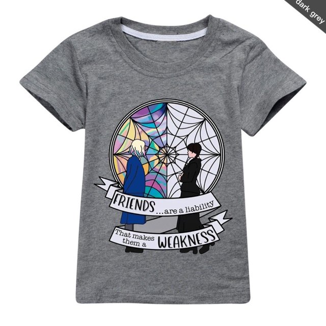 Camisetas de Wednesday Addams para niñas, camiseta con estampado de dibujos animados, camiseta 100% de algodón para ropa de chico, camisetas casuales para niños, ropa de cumpleaños zhangyuxiang LED