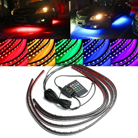 Glime 4x Rgb 180 Led Strip Under Car Underglow Neon Glime 4x Rgb 180 Led Strip Under Car Underglow Neon Light Kit 12v 36