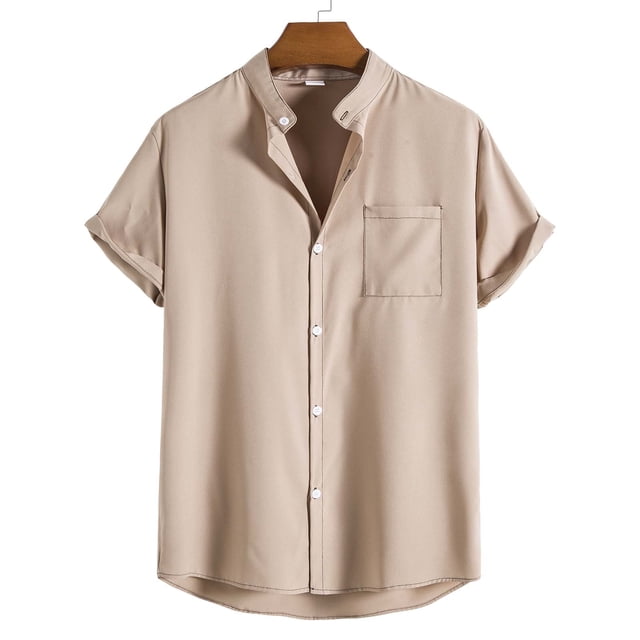 LSLJS T-shirt pour Hommes Mode Décontractée Manches Courtes Col Montant Chemise Décontractée Manches Courtes Col Montant