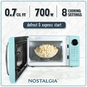 Nostalgia 0.7 cu ft Retro Microwave Oven, 700W Countertop Microwave Oven with 8 Auto Cook Programs, Aqua