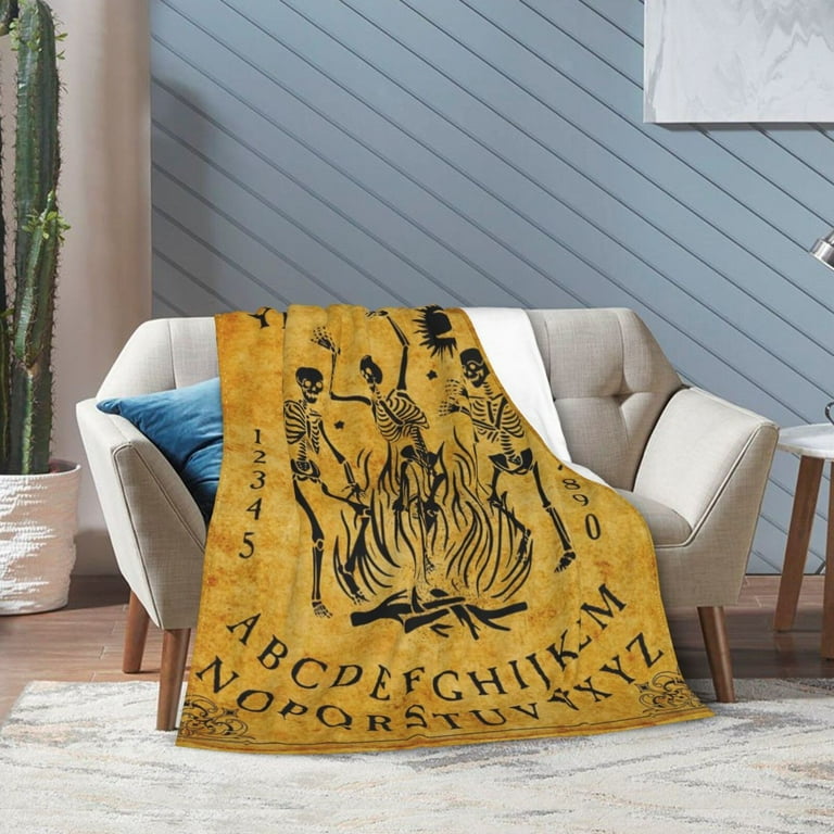SPXUBZ Ouija Board Vintage Blanket Gifts for Women Girls Boys Soft Fuzzy Lightweight Throw Blankets Yellow