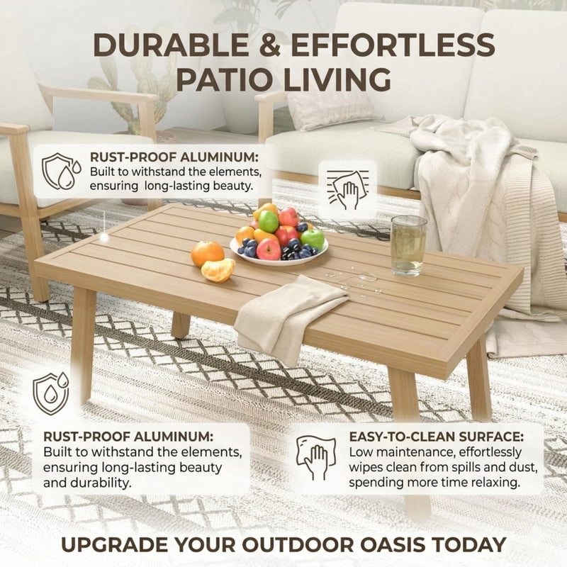4Pcs Outdoor Conversation Sets with 2 Armchairs, 1 Loveseat & 1 Coffee Table, Patio Sectional Chat Set