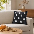 thumbnail image 3 of 16 Inch Cotton Ghost Throw Pillow 2 Designs White Ribbed / Black Fuzzy Edge Embroidery Spooky Halloween Fall Sofa Bedroom Farmhouse Decor Cushion, 3 of 6