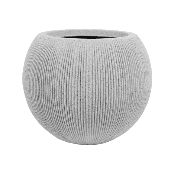 STONE LITE 14.5" x 14.5" x 11.8" Spherical Beige Plastic Faux Stone Plant Pot