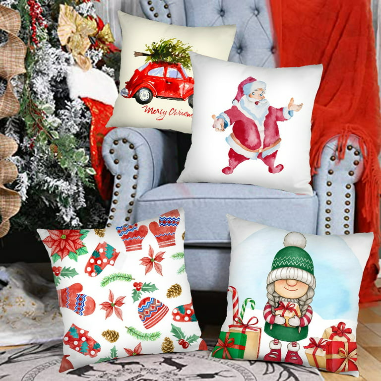 Linen Blend Christmas Pillow Covers 18x18 Christmas Decorations Buffalo  Plaid Christmas Tree Joy Snow Merry Christmas Pillows Winter Holiday Throw  Pillows Christmas Farmhouse Decor For Couch - Temu