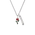 thumbnail image 2 of Delight Jewelry Silvertone Red Rose Flower Silvertone Courage Strength Wisdom Honesty Bar Charm Necklace, 23", 2 of 4