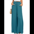 thumbnail image 2 of Pantalones Casuales de Cintura Alta para Mujer, de Color Liso, Largos y Anchos, con Bolsillos, para y Otoño. Azul y Verde M, 2 of 8