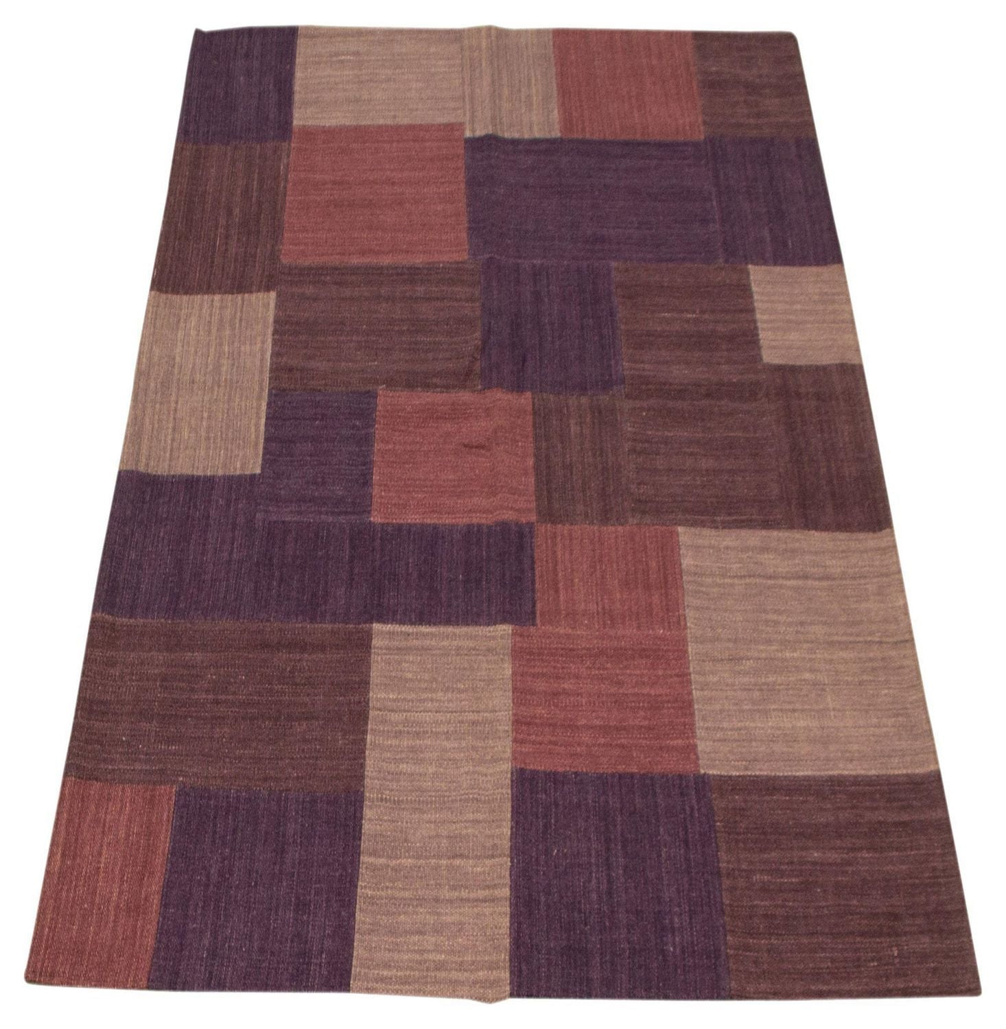 ECARPETGALLERY 5'3" x 7'10" Flat-weaves & Kilims Moldovia Patch Hand Made Area Rug for Living Room, Dining Room and Bedroom in Brown