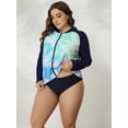 thumbnail image 3 of Alove Women's Color Blocked Plus Size Swimsuit Zipper Front Swimwear UPF 50+, 3 of 7