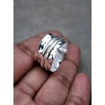 thumbnail image 3 of 925 Sterling Silver Leaf Design Spinner Ring – Handmade Chunky Meditation Ring for Women – Fidget Anxiety Relief Ring, Gift for Her, 3 of 4