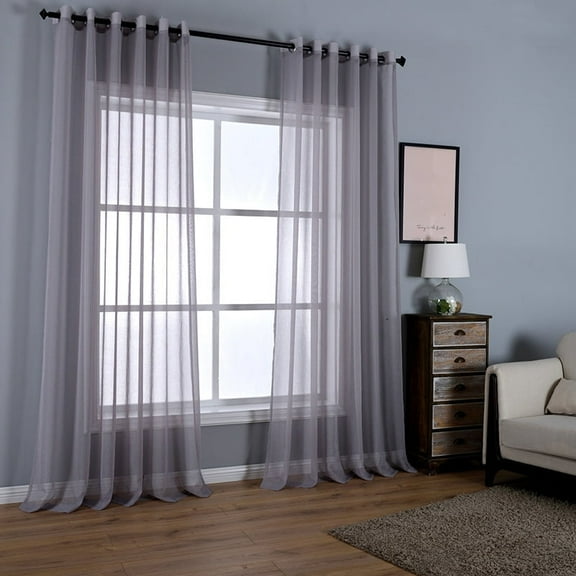 Dtwnek 2 Panels Sheer Curtain Solid Color Window Drapes for Bedroom, Living Room, 42" x 63"