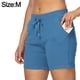 thumbnail image 2 of Pantalones cortos ajustados con cintura con cordón ajustable y bolsillo de color sólido para mujer de verano, 2 of 5
