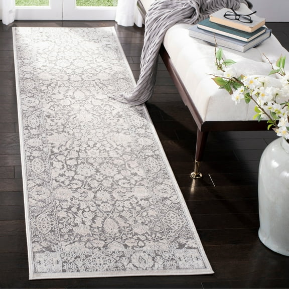 SAFAVIEH Reflection Dermot Traditional Runner Rug, Dark Grey/Cream, 2'3" x 8'
