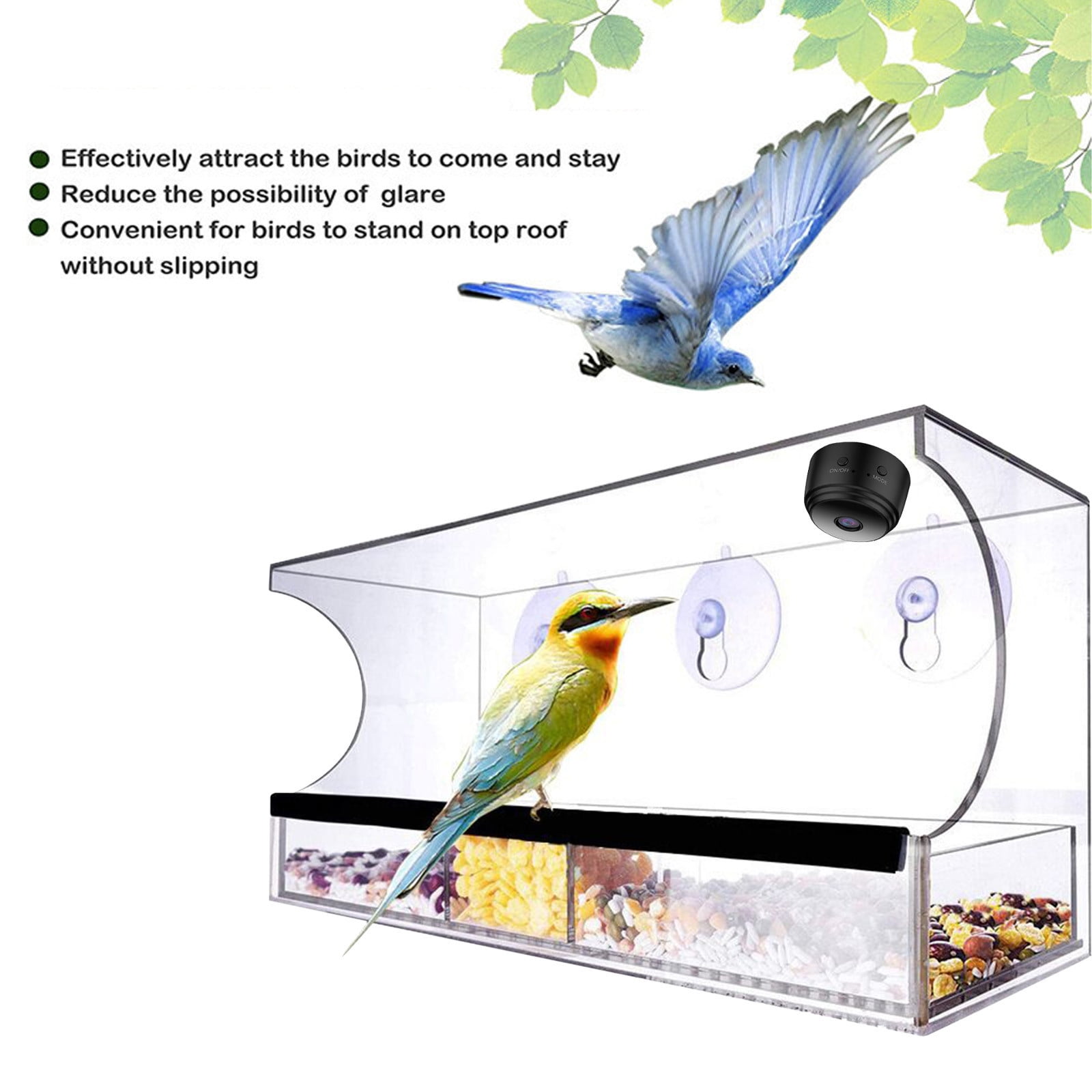 LongHanMao Smart Bird Feeder with Camera Solar Powered, AI Identify Bird Species 1080 HD Auto Capture Bird Feeder Camera, Real Time Views and Notifications, Gift for Bird Lovers