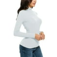 thumbnail image 4 of XINSHIDE Women T-Shirt Casual Solid Long Sleeve Mock Turtleneck Tops Slim Fit Stretchy Layer Tee Shirts Women Clothes, 4 of 7