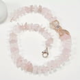 thumbnail image 4 of K-KED Pink Rose Quartz Rough Raw Necklace Rose Gold Plated CZ Pave Bowknot Connector, 4 of 8