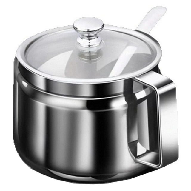 jesticaly Ghee Pot Set Container Storage with Handle Food - Stainless Material, to Clean, purpose - Ideal for Storing Condiments 800ML