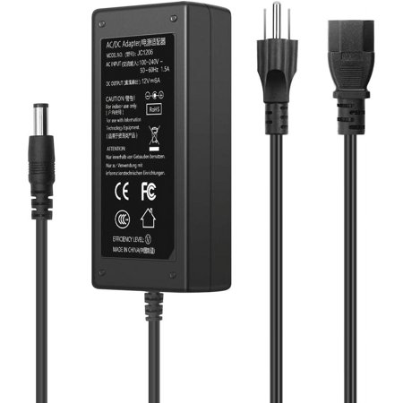 12V 6A Power Supply 72W 12Volt 6Amp AC Adapter 100-240V 50-60Hz to DC 12 Volt 6 Amp Power Adapter with 5.5mm x 2.5mm
