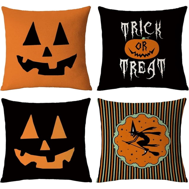 Funda de almohada decorativa de Halloween 4 piezas color negro WEIHJMXG