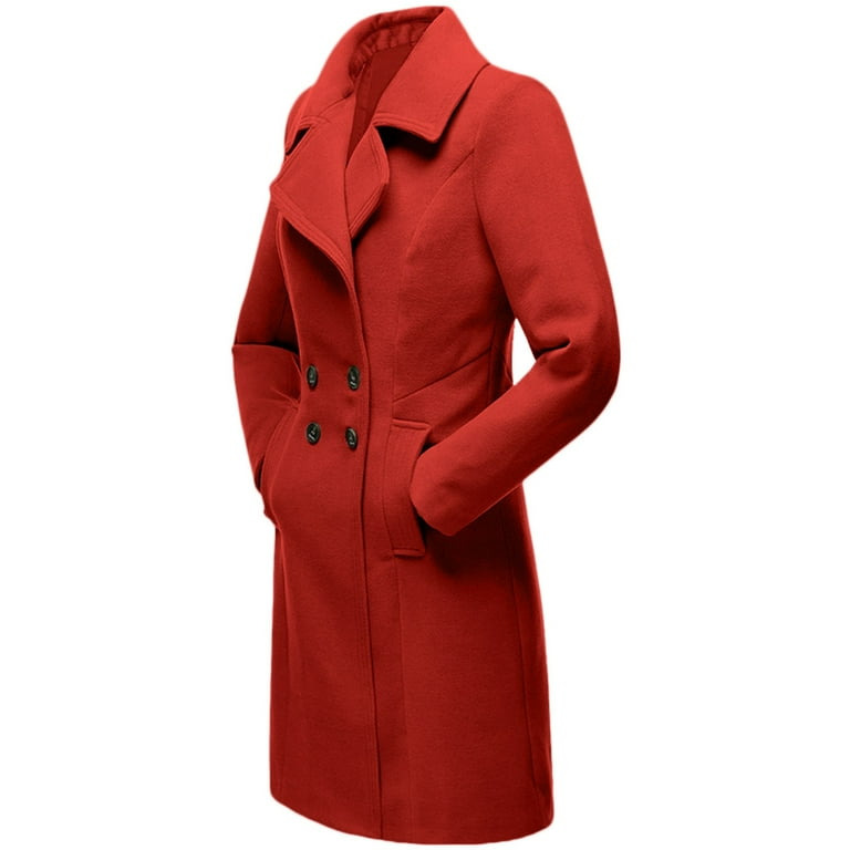 UAYOTSE Women's Winter Jacket Double- Wool Blend Warm Long Trench