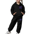 thumbnail image 5 of Girls Sweatsuit Size 14-16 Casual Print Hoodie and Pants Outfit 2 Piece Tracksuit Soft Comfy Loungewear Toddler Kids Youth Fashion Athletic Wear Playground Daily Outfits, 5 of 7