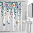 thumbnail image 4 of Flower Butterfly Fabric Shower Curtain Eucalyptus Leaves Washable Shower Curtains for Bathroom, Waterproof Bath Curtain with Hooks Home Decor 72x84in, 4 of 8