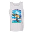 thumbnail image 2 of Swimming Sea Turtle Animal Lover Mens Graphic Tank Top, White, Medium, 2 of 3
