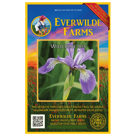Everwilde Farms - 100 Wild Blue Iris Native Wildflower Seeds - Gold Vault Jumbo Bulk Seed