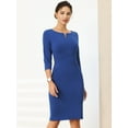 thumbnail image 2 of DARING DIVA Sheath Dress Zipper Neck Work Pencil Dresses M Royal Blue, 2 of 6