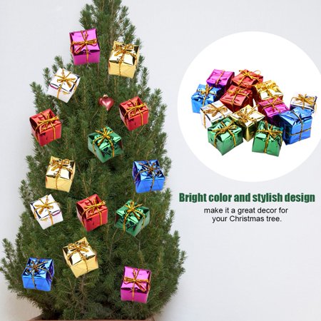 Qiilu 12pcs Gift Box Pendant Hanging Ornament For Christmas Tree