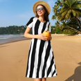 thumbnail image 4 of Vsdgher Zèbre pour Femmes Été 2025 Robes Midi Décontractées Légères Manches Courtes Col Rond Robe de Plage, 4 of 6