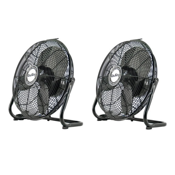 Air King 12" 1/25 HP 3-Speed Industrial Open Motor Pivoting Floor Fan (2 Pack)