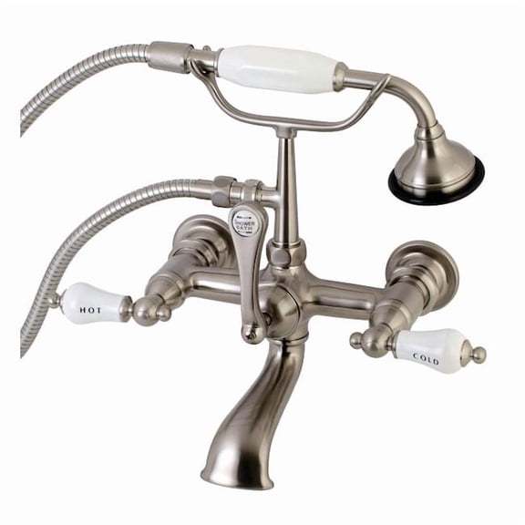 Kingston Brass Wall-Mount Clawfoot Tub Faucets With Brushed Nickel AE555T8