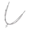 thumbnail image 3 of Collier Croix Perle Superposée pour Femmes Collier Ras du Cou Superposé Pendentif Croix, 3 of 5