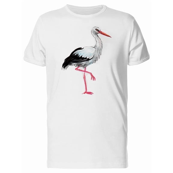 Crane Bird Illustration Tee Men's -Image by Shutterstock