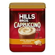 Hills Bros Instant White Chocolate Caramel Decadent Cappuccino Mix, Easy to Use, Enjoy Coffeehouse Flavor from Home, Frothy, 16 Oz