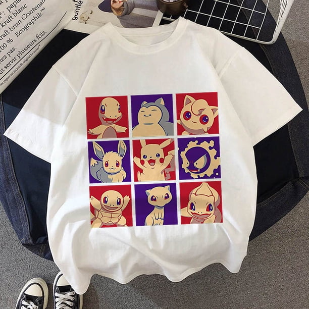 Camiseta de Pokémon para niños y niñas, camisa de Manga Kawaii de dibujos animados de Pikachu, Harajuku, ropa informal de moda qym unisex