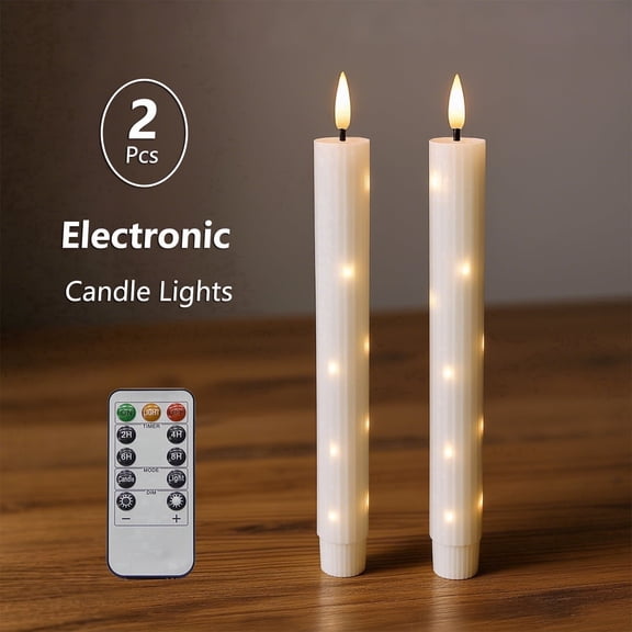 Postlucky 2-Pack 9" Electronic Flameless LED Candle Lights with Flickering and Timer, 2 AAA Battery Operated