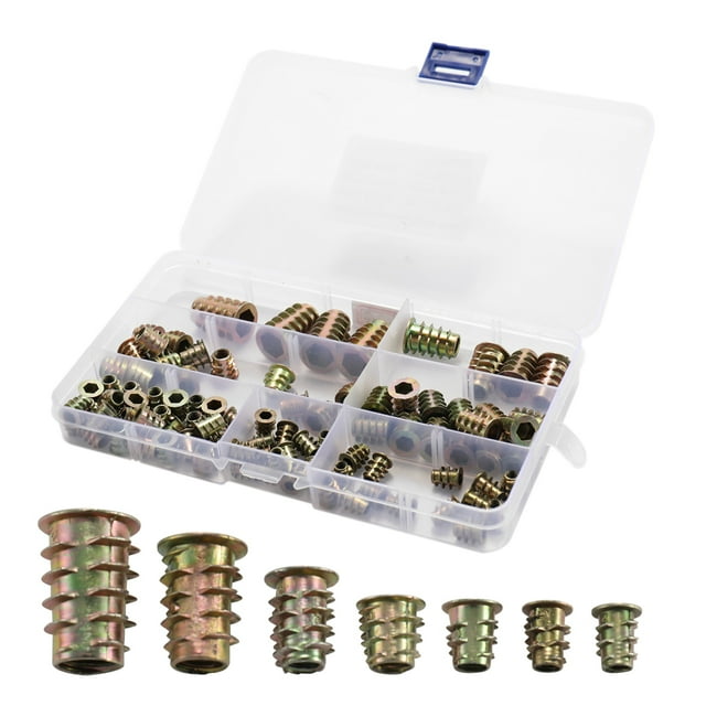 Multifunctional 100PCS Inner And Outdoor Nuts Alloy Furniture Socket Screw Sockets Thread Insert Assorted Tool Kit For Wooden Furniture