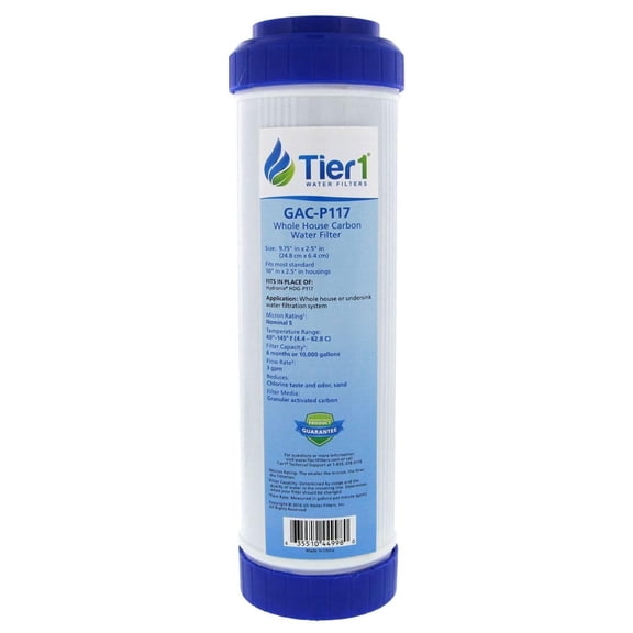 Tier1 5 Micron 10 x 2.5 Water Filter | Granular Activated Carbon Block Whole House Cartridge | Replacement for Aqua-Pure AP117, Whirlpool WHKF-GAC | 2.5 x 10 Water Filter